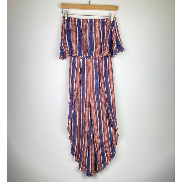Cookies Clothing Sleeveless Multi-colored Ruffle Striped Swim Coverup - Size S - Picture 1 of 6